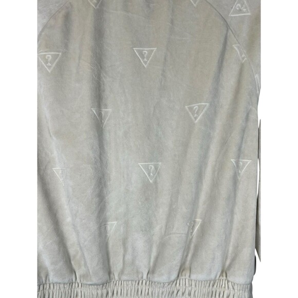 Guess Jeans Women’s Beige Question Logo Zip Front Velour Hoodie Beige M - Picture 14 of 14